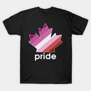 Lesbian Pride Maple Leaf - White font T-Shirt